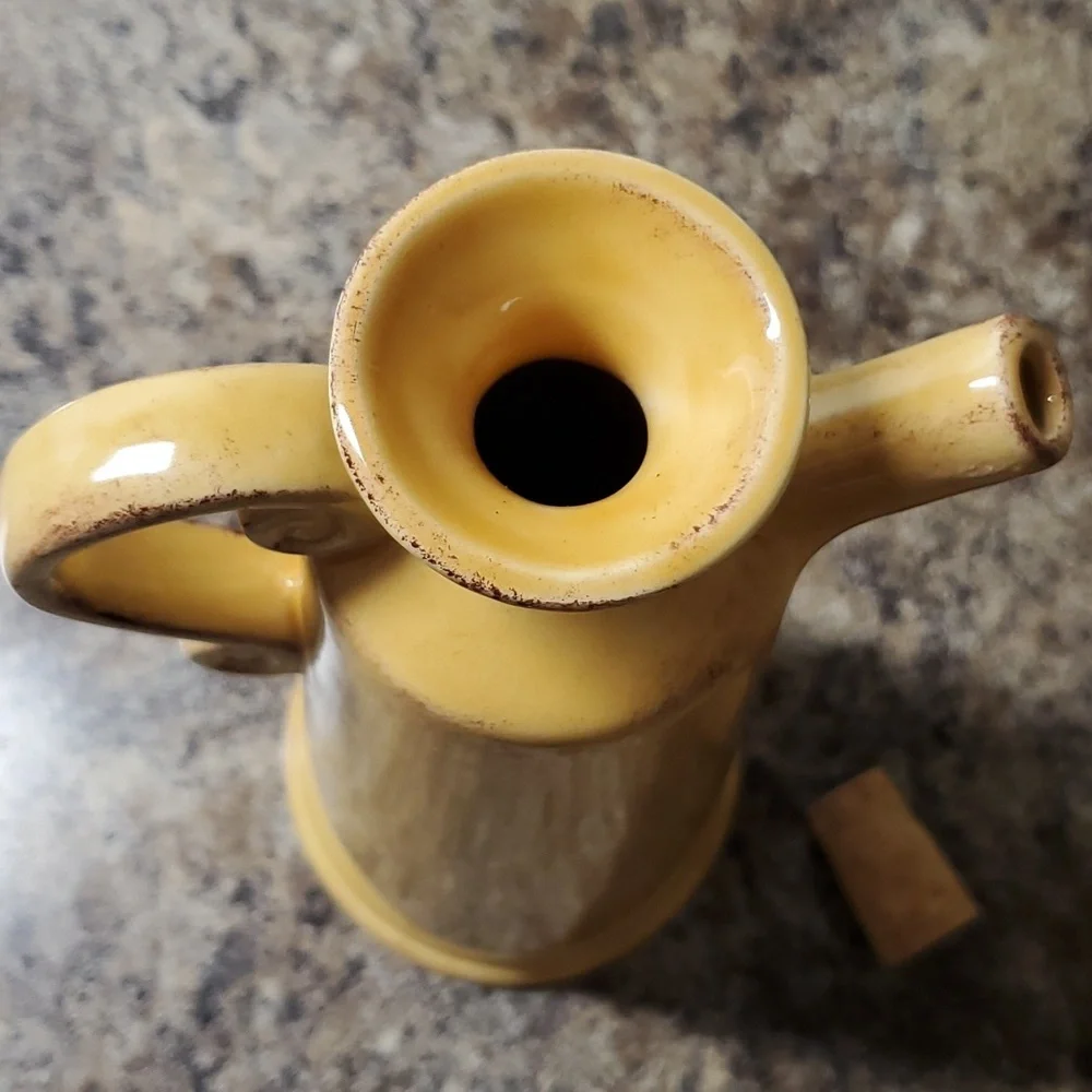 🏠 Pier 1 Tocana Gold Olive Oil Cruet Pitcher & Stopper Jar From Italy